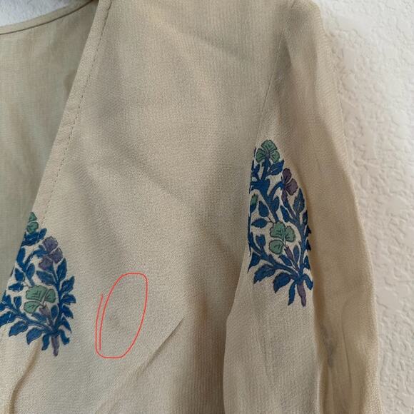 FREE PEOPLE Boho Printed Natural Long Sleeve Janpath Romper Shorts  Women’s Sz M - Picture 15 of 16